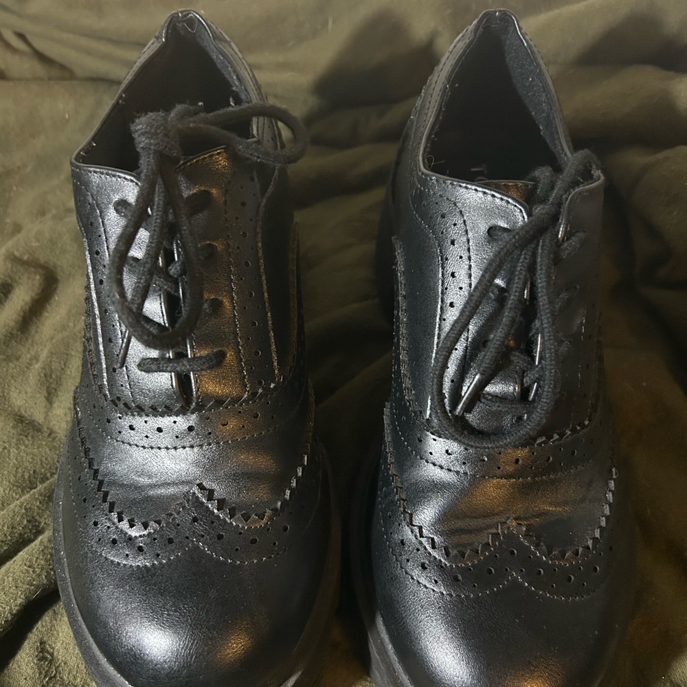 Black Lace-Up Brogue Shoes